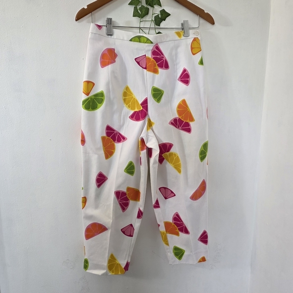 Briggs Capri Pants White with Fruit Slice Design